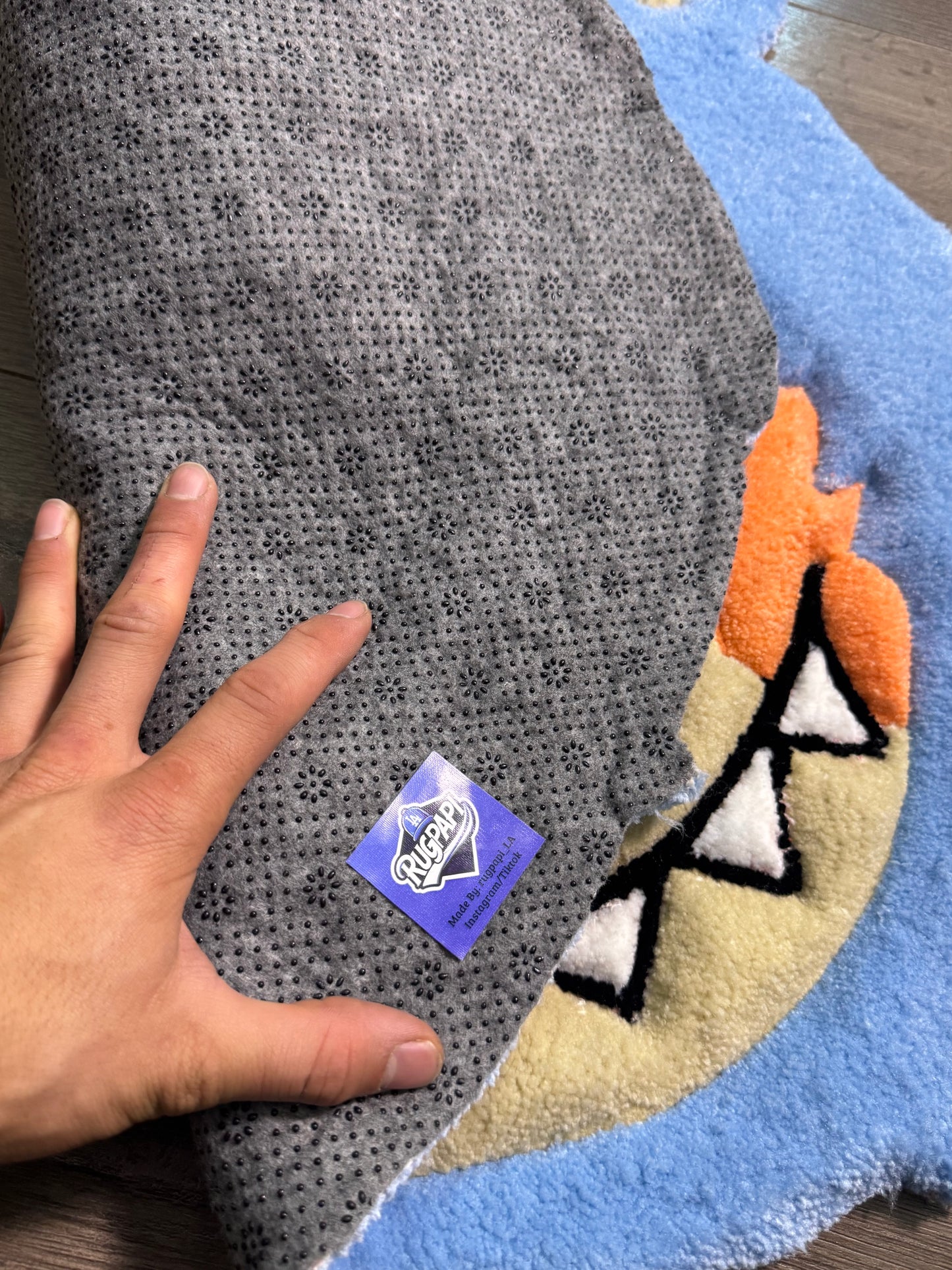 Blue Labubu Head Rug