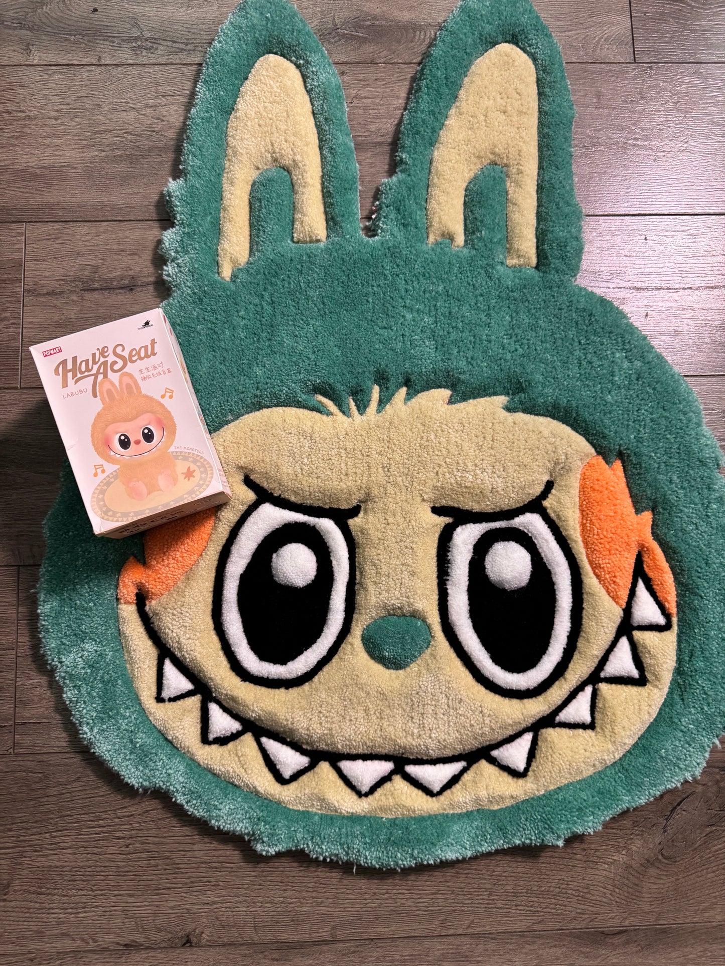 Green Labubu Head Rug