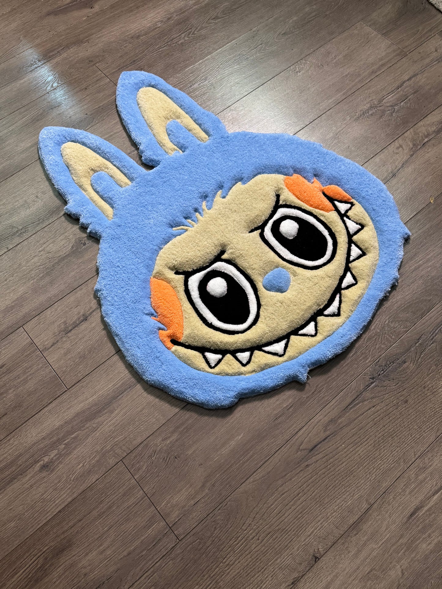 Blue Labubu Head Rug