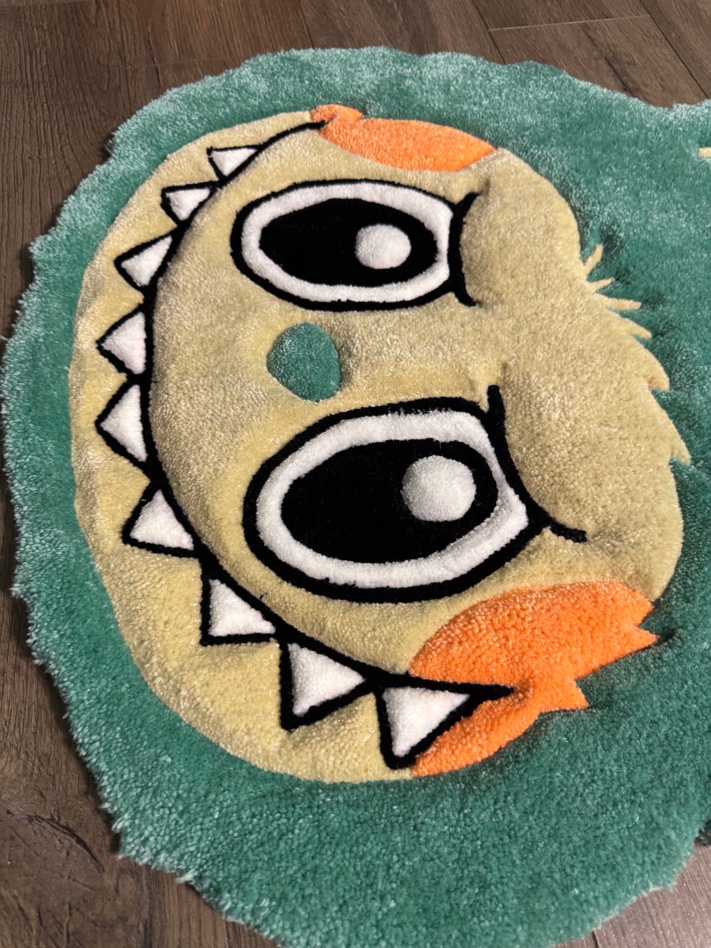 Green Labubu Head Rug