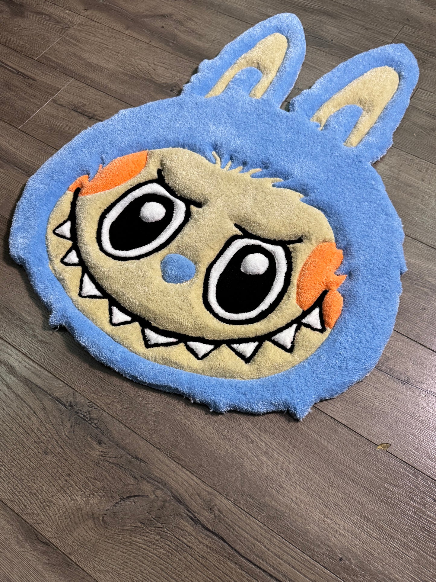 Blue Labubu Head Rug