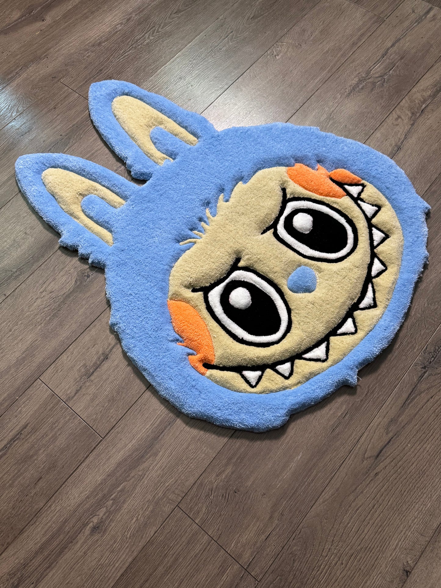 Blue Labubu Head Rug